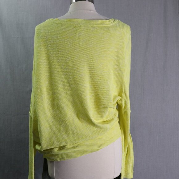 Anthropologie Waffle Knit Long Sleeve Top Drop Shoulder Asymmetrical Hem Tee M - Picture 5 of 12